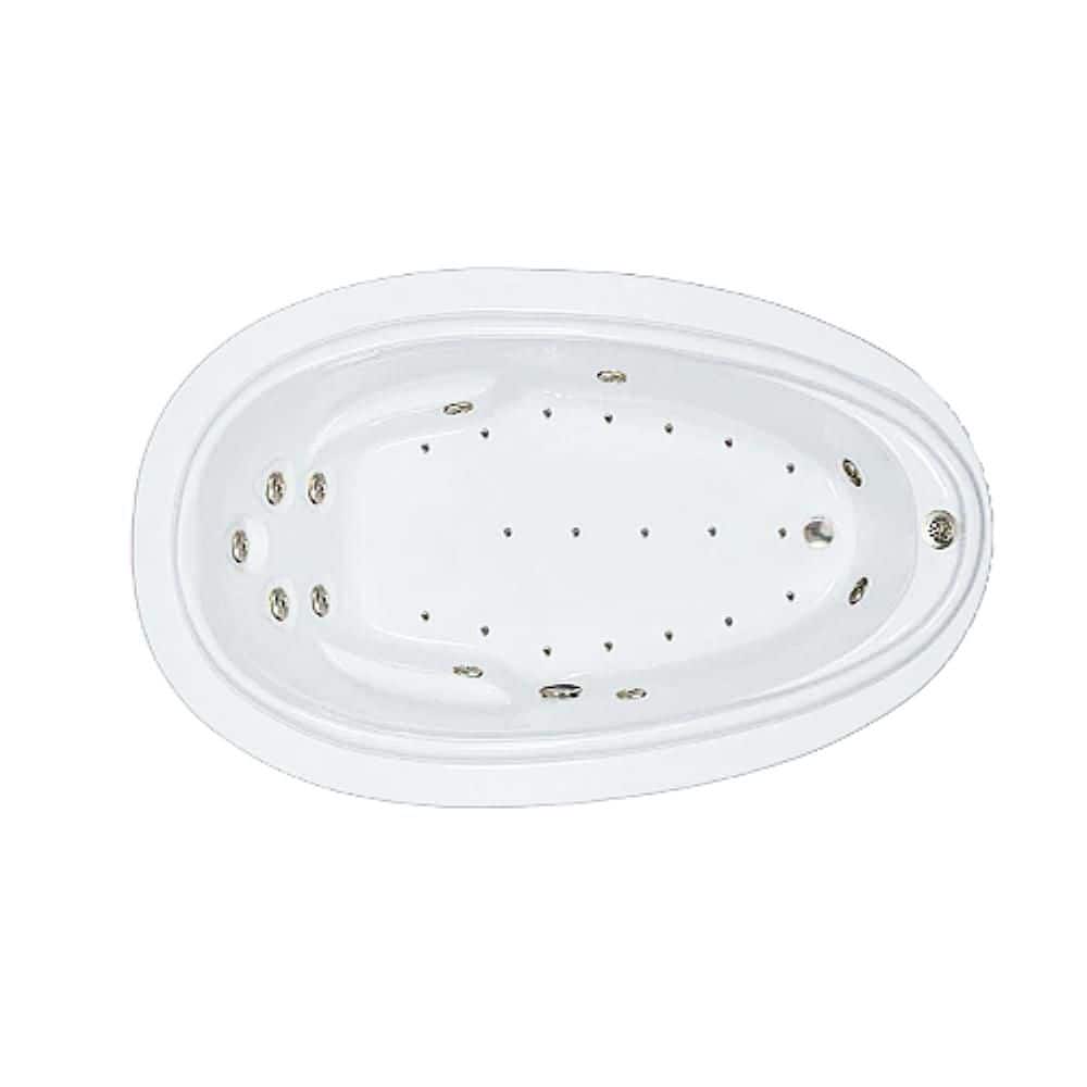 Comfortflo Premier 72 in. x 44 in. Acrylic Oval Drop-in Whirlpool and Air Bathtub with Reversible Drain in White (2)