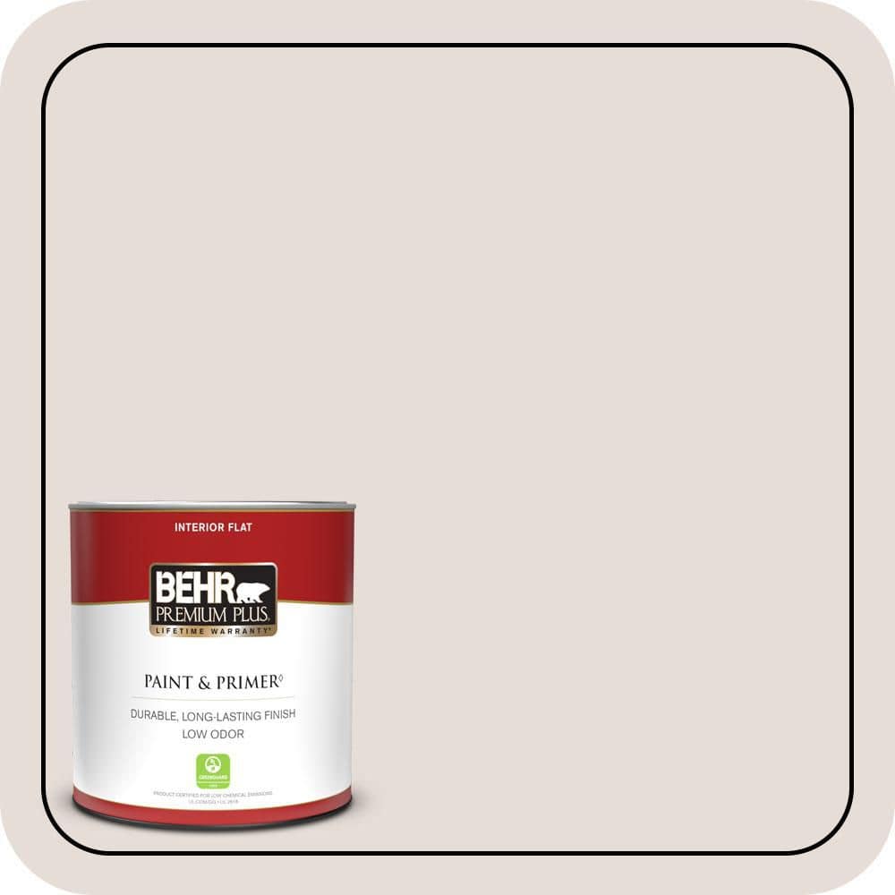 BEHR PREMIUM PLUS 1 qt. #PR-W11 Patience Flat Low Odor Interior Paint & Primer