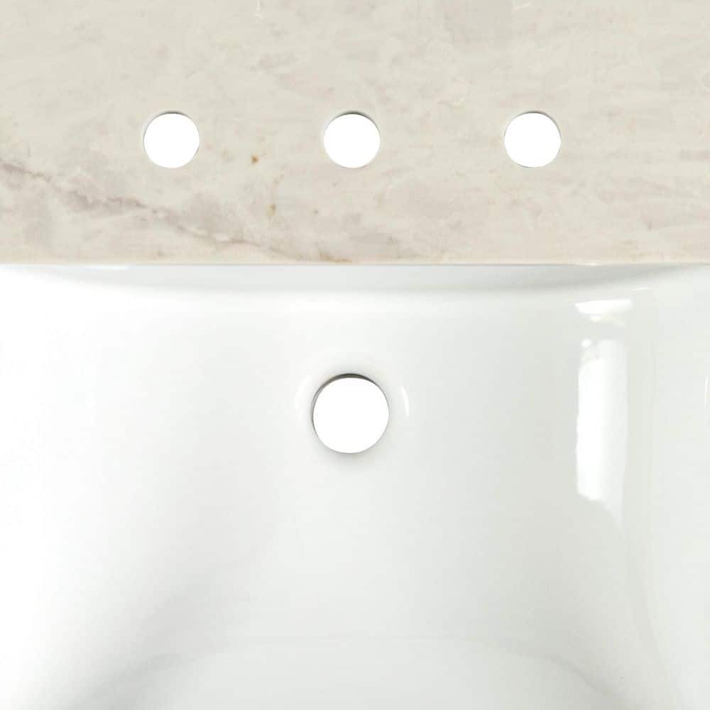 A&A Surfaces Crema Taj 61 in. W x 22 in. Ceramic Quartz Polished White Rectangular Single Sink Undermount Vanity Top in Beige (3)
