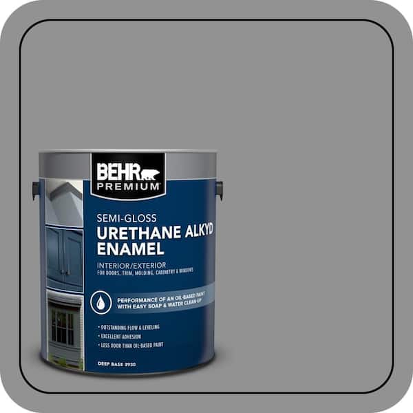 BEHR PREMIUM 1 gal. #N520-4 Cool Ashes Urethane Alkyd Semi-Gloss Enamel Interior/Exterior Paint (2)
