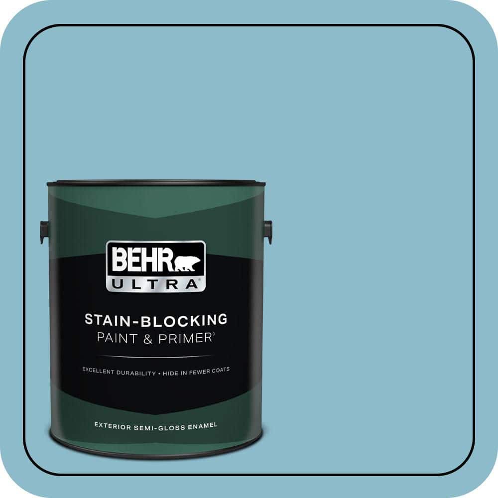 BEHR ULTRA 1 gal. #S460-3 Blue Echo Semi-Gloss Enamel Exterior Paint & Primer