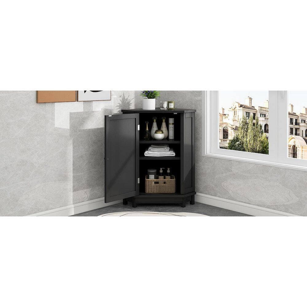 Unbranded Triangle 17.5 in. W 17.5 in. D 31.4 in. H MDF Linen Cabinet with Adjustable Shelf (4)