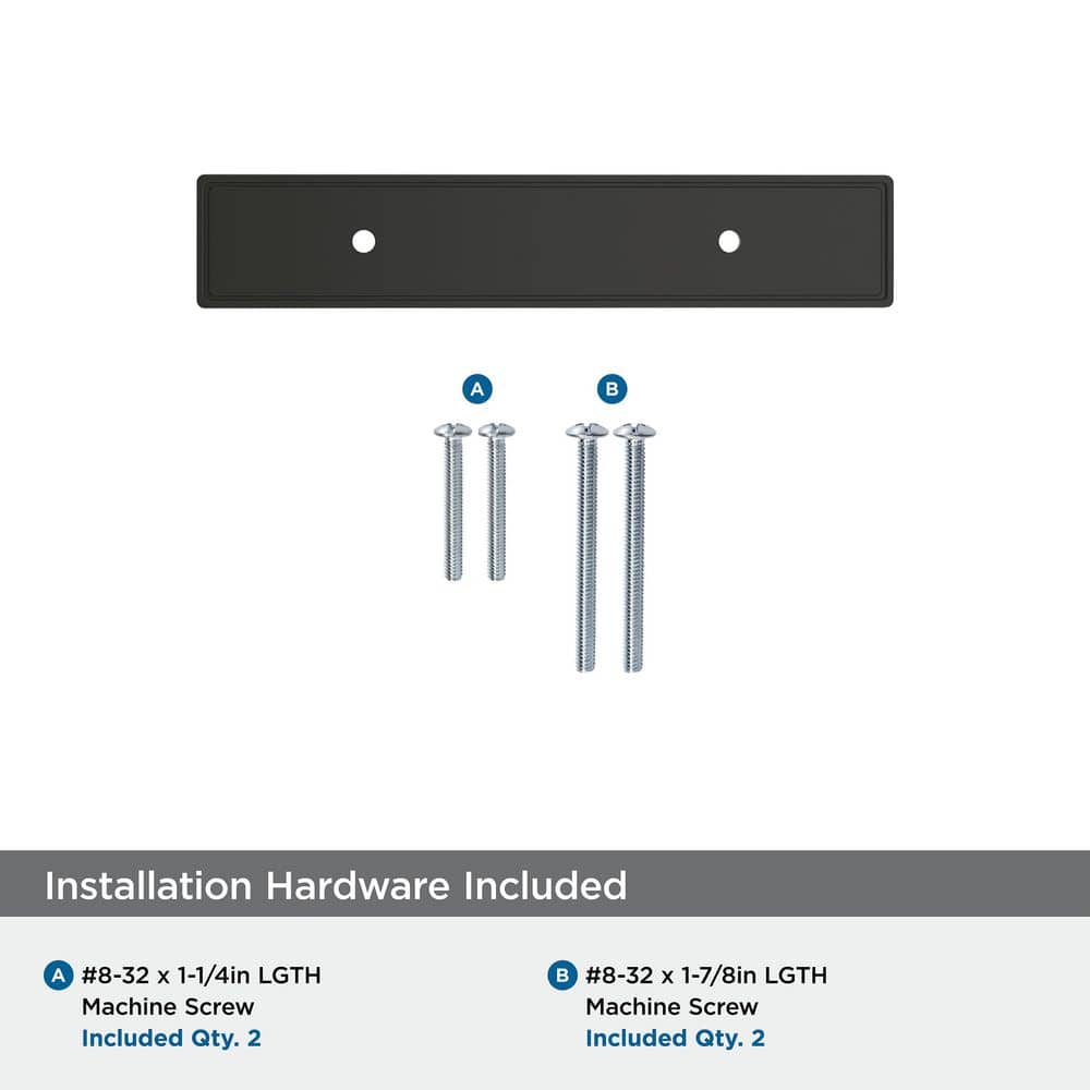 Amerock Thoreau 3 in. Center-to-Center Rectangle Matte Black Pull Cabinet Backplate (2)