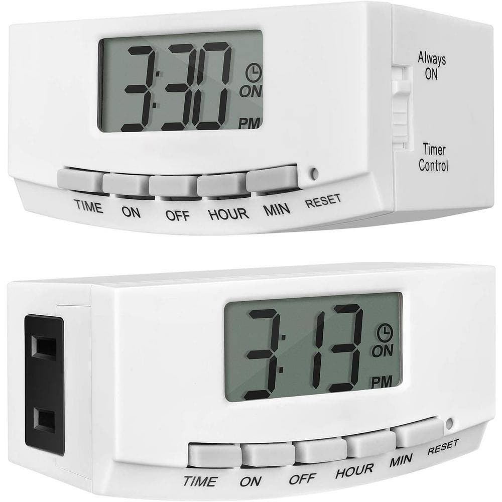 Vrbgify 15A 125V 1440 min. Indoor Countdown Timer Outlet 1000W with 1 Polarized Plug for Lamp, Heater, Fan 1/2 HP, 2-Pack (2)
