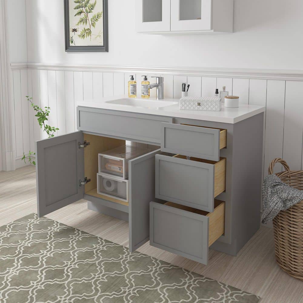 Vanity Art Colton 2-Door and 3-Drawer Freestanding Shaker Bathroom Vanity Cabinet (No Top) — Unassembled (3)