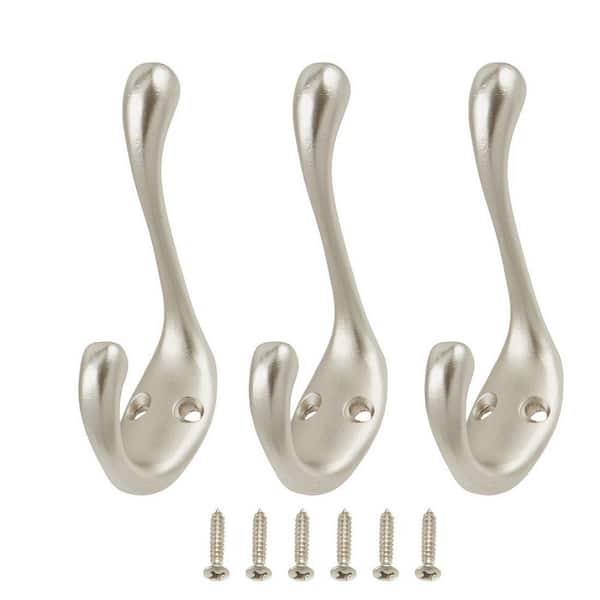 Everbilt 3-Pack Satin Nickel Heavy-Duty J- Bath Hooks