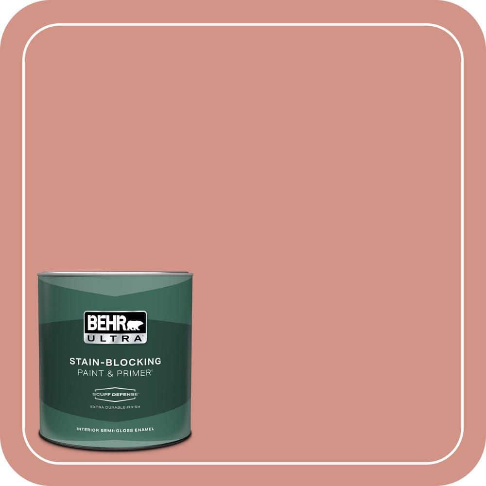 BEHR ULTRA 1 qt. #T15-20 Peach Preserve Extra Durable Semi-Gloss Enamel Interior Paint & Primer