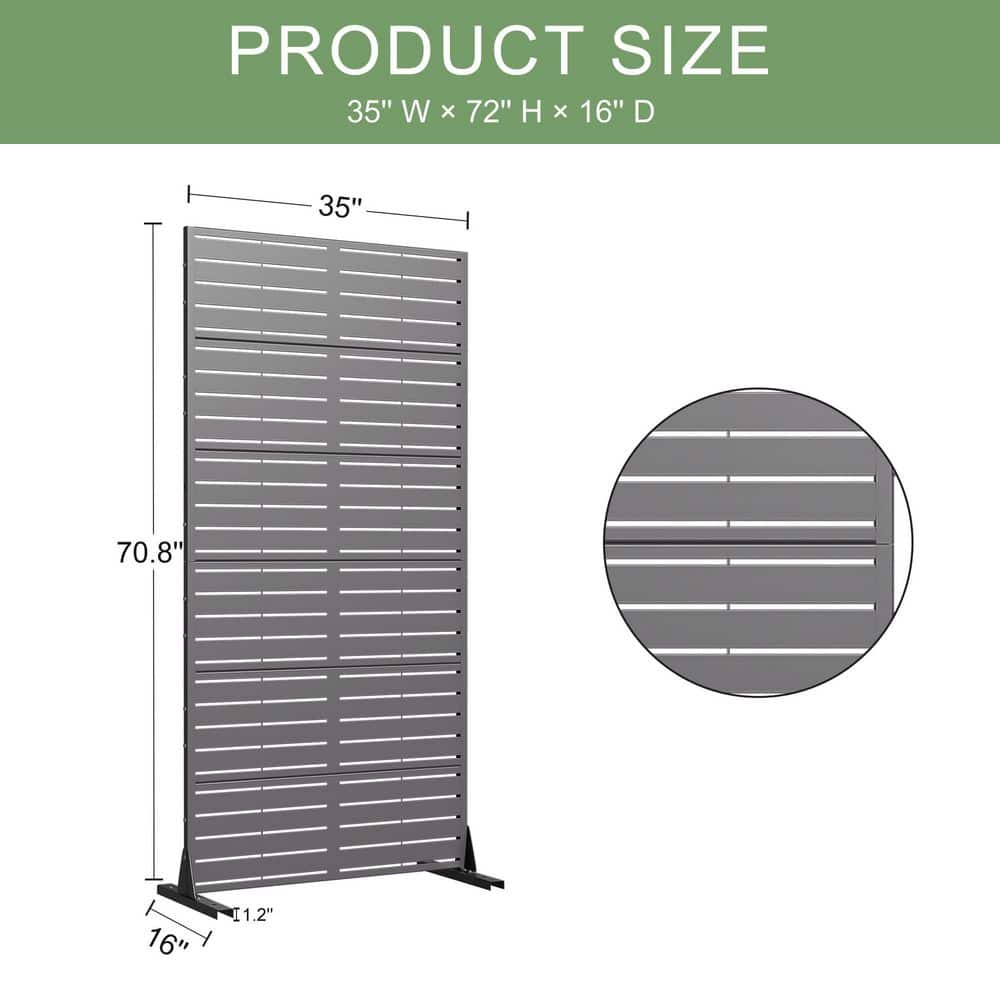 Dovelina 35 in. x 72 in. Grey Textured Metal Garden Screens Outdoor Privacy Screen (3)