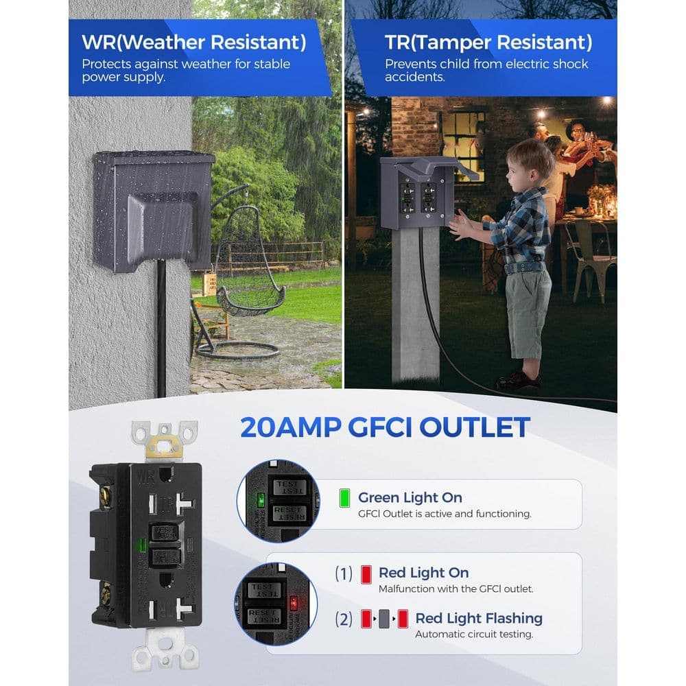 Helhom Outdoor Outlet Box, Waterproof 2 Gang Electrical Box, Enclosure Outdoor Receptacle Box with Cover for Exterior Use (2)
