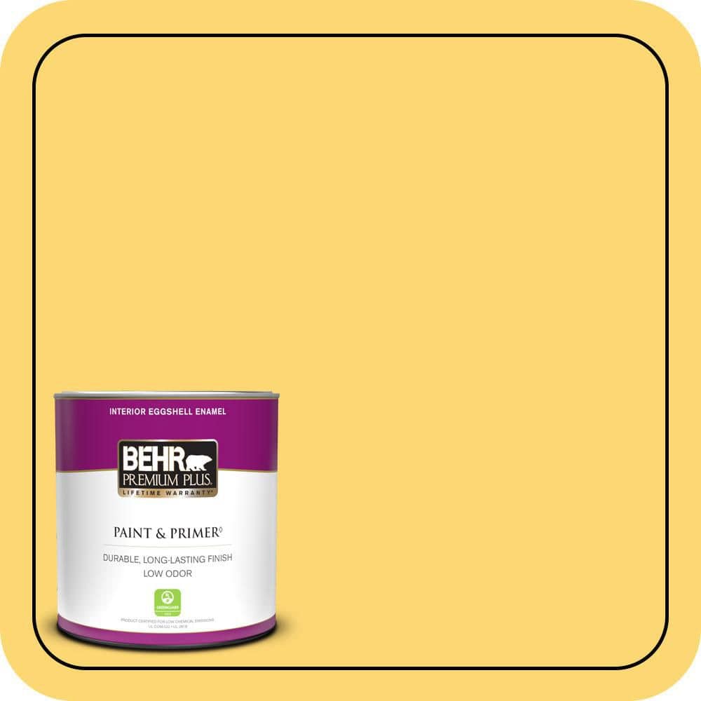 BEHR PREMIUM PLUS 1 qt. #PPU6-13 Hawaiian Pineapple Eggshell Enamel Low Odor Interior Paint & Primer
