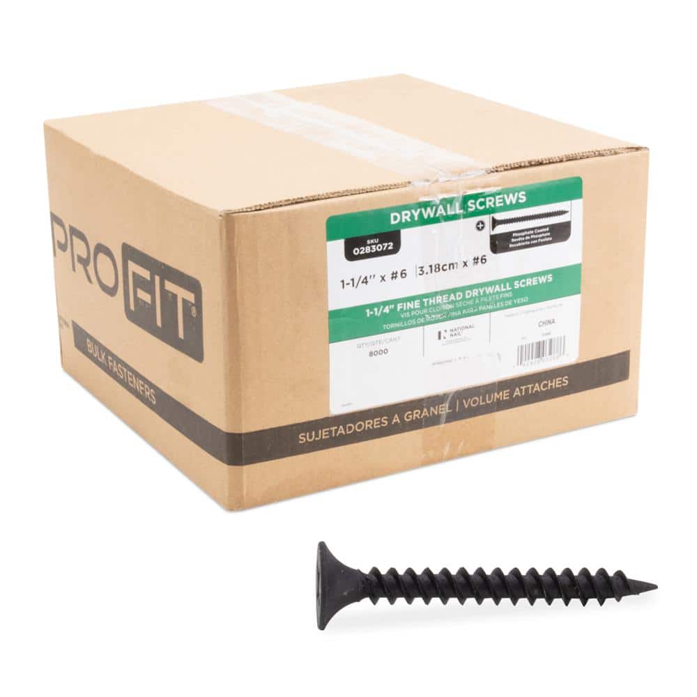 PRO-FIT #6 x 1-1/4 in. #2 Phillips Bugle Head Fine Thread Drywall Screws (8000-Pack)