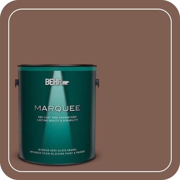 BEHR MARQUEE 1 gal. #N160-6 Spanish Chestnut One-Coat Hide Semi-Gloss Enamel Interior Paint & Primer (2)