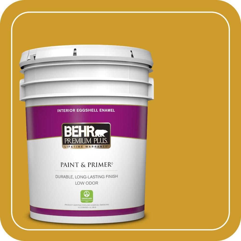 BEHR PREMIUM PLUS 5 gal. #T16-09 Citronne Eggshell Enamel Low Odor Interior Paint & Primer