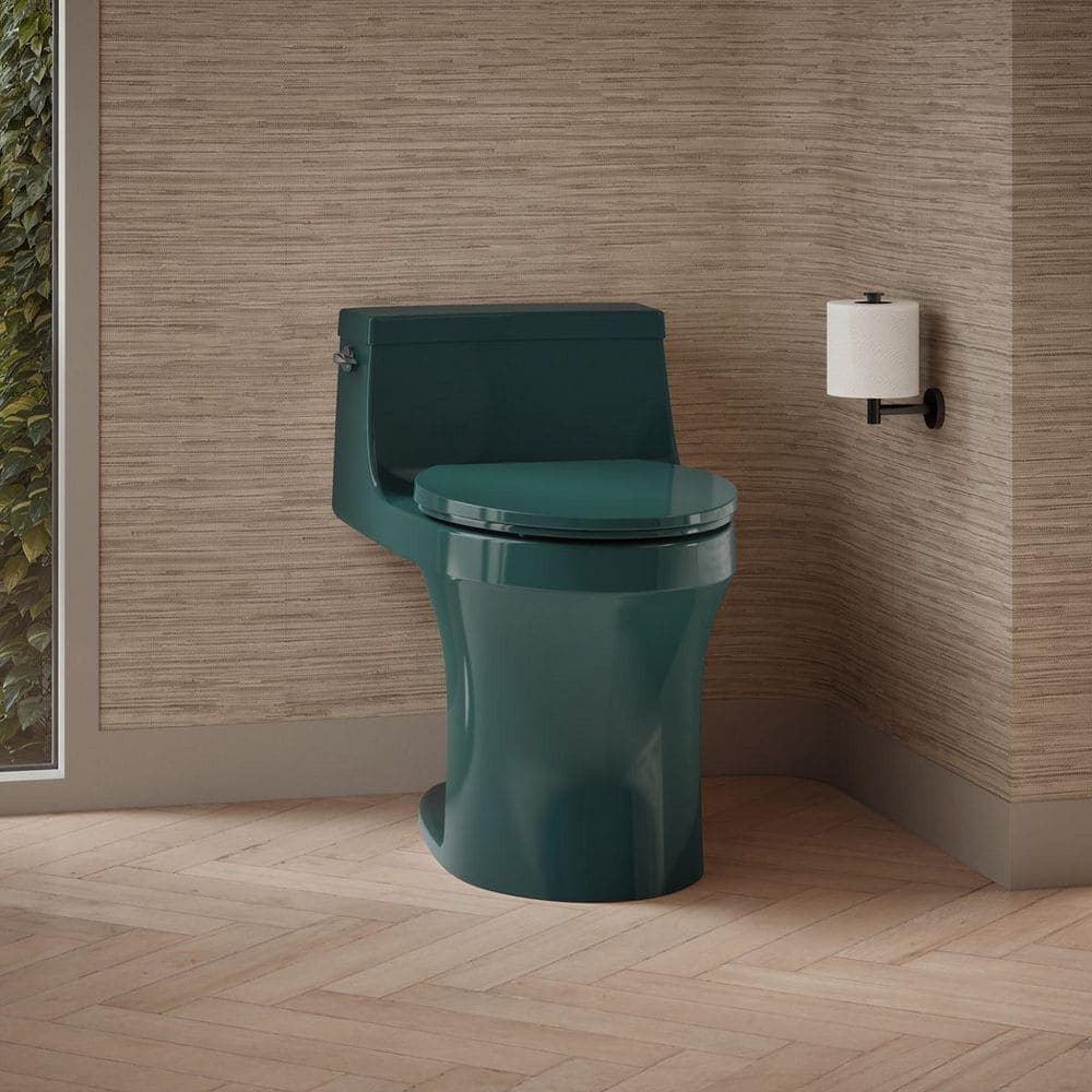 KOHLER San Souci 12 in. 1-Piece Single Flush: 1.28 GPF Single Flush Elongated Toilet in Teal (2)
