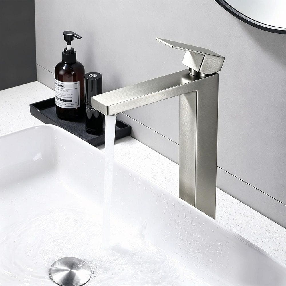 ATKING Single Handle Vessel Sink Faucet Bathroom Sink Faucet with Pop-Up Drain Kit in Spot Resistant Brushed Nickel (2)