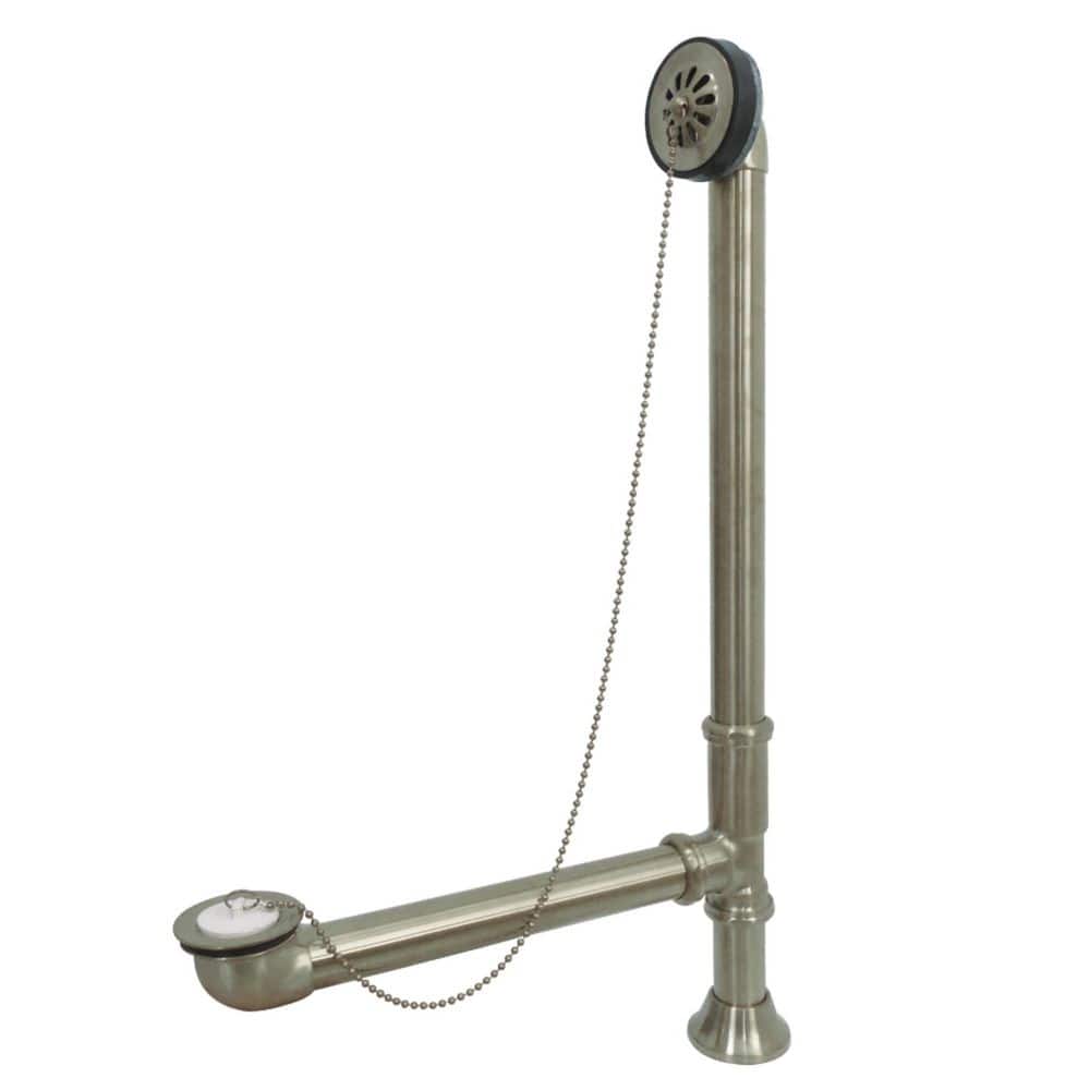 Kingston Brass Claw Foot 1-1/2 in. O. D. Brass Leg Tub Drain with Chain and Stopper in Brushed Nickel (1)