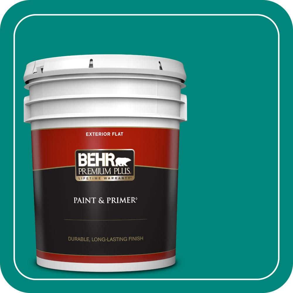 BEHR PREMIUM PLUS 5 gal. #P450-7 Mystic Turquoise Flat Exterior Paint & Primer