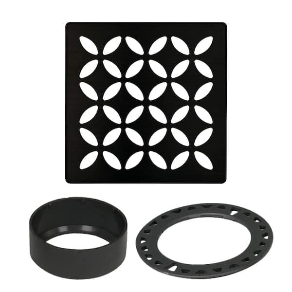 Schluter Kerdi-Drain 4 in. Matte Black Floral Drain Grate