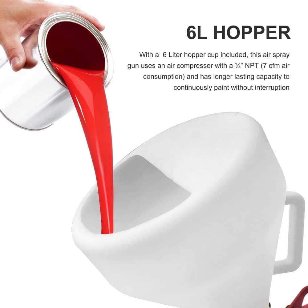 Unbranded 1.45 gal. Texture Sprayer with 3 Nozzles 4.0 mm 6.0 mm 8.0 mm for Drywall, Hopper with 8 mm 12 mm Air Inlet, Red (3)