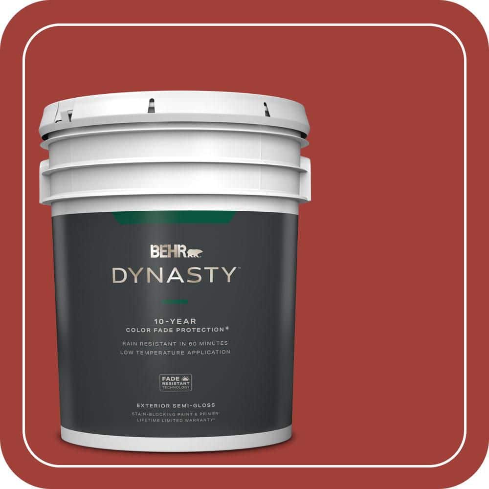 BEHR DYNASTY 5 gal. #PPU2-16 Fire Cracker Semi-Gloss Exterior Stain-Blocking Paint & Primer