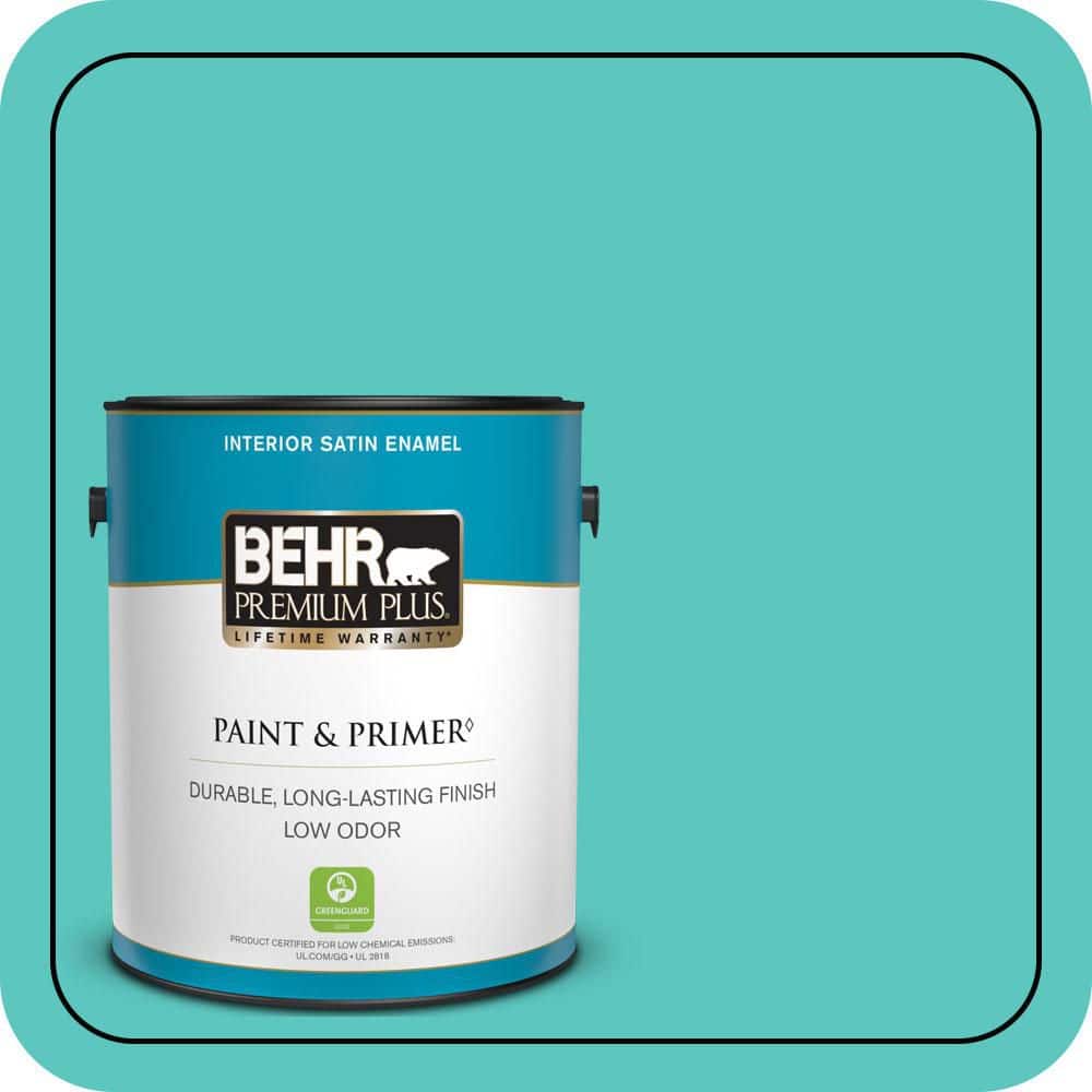 BEHR PREMIUM PLUS 1 gal. #490B-4 Sea Life Satin Enamel Low Odor Interior Paint & Primer