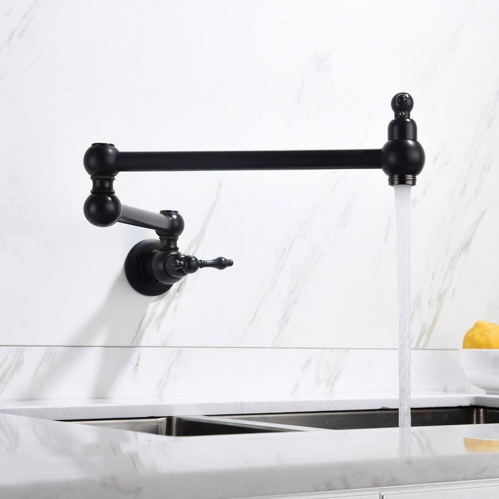 BEARSOLIM Pot Filler Faucet Wall Mount 2 Handles Bidet Faucet With Mounting accessories in black (2)