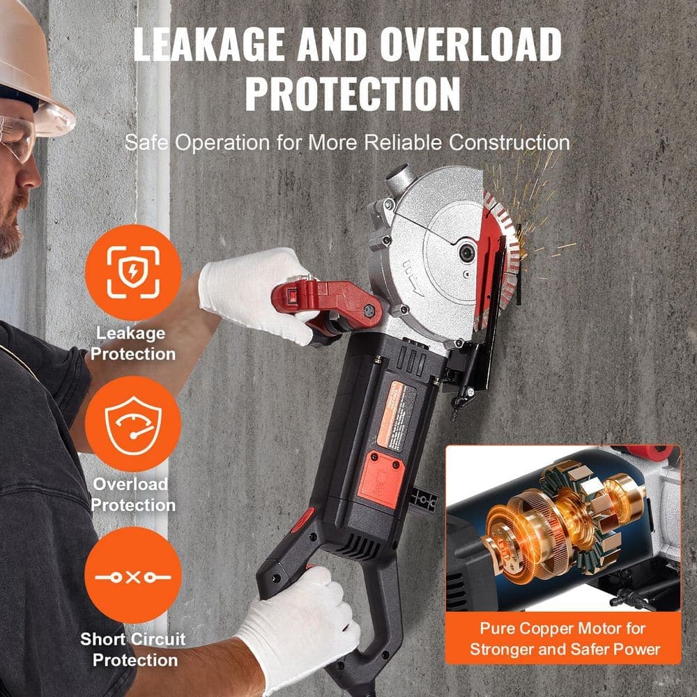 SKYSHALO Wall Chaser, 23 x 7 in. 2500 W 38 mm/1.5 in. Cutting Width, Wall Groove Cutting Machine 52 mm/2 in. Cutting Depth (3)
