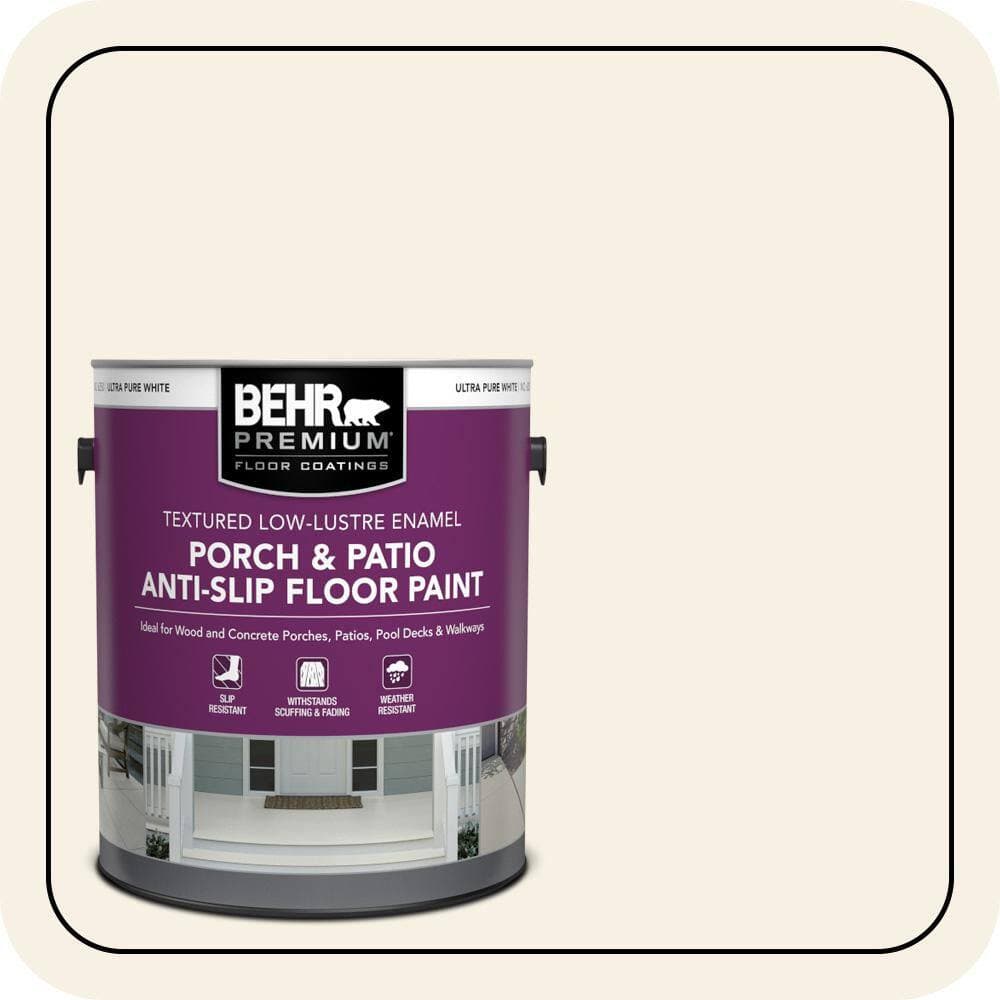 BEHR PREMIUM 1 gal. #OR-W14 White Veil Textured Low-Lustre Enamel Interior/Exterior Porch and Patio Anti-Slip Floor Paint (1)