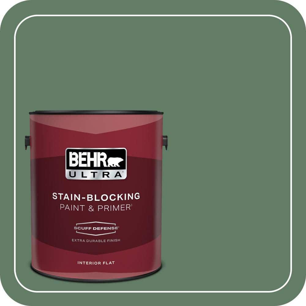 BEHR ULTRA 1 gal. #S410-6 Greener Pastures Extra Durable Flat Interior Paint & Primer (1)