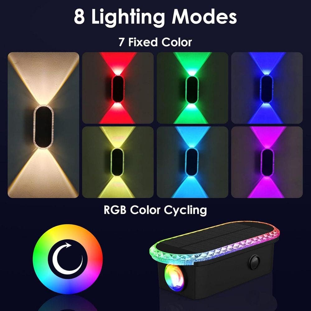 Afoxsos Solar Fence Lights Outdoor Warm White & RGB Up & Down Lighting, Waterproof, Energy-Saving, Easy Install (2)