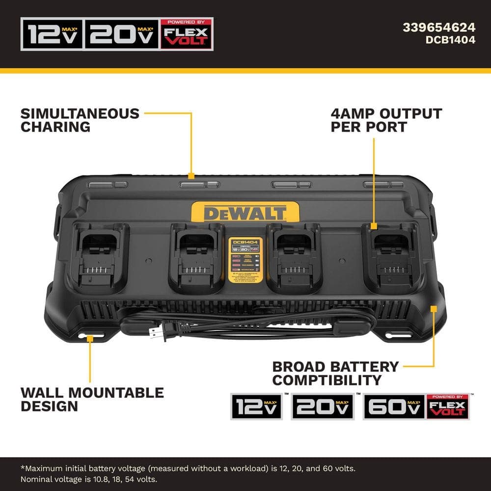 DEWALT 12V/20V/60V MAX 4-Amp 4-Port Lithium-Ion Battery Charger (2)