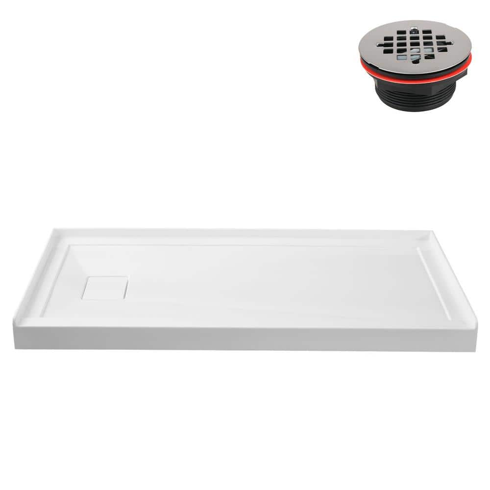 Streamline GB-528-116 48 in. L x 36 in. Alcove Acrylic Shower Pan Base in Glossy White with Left Drain, ABS Drain Included (1)