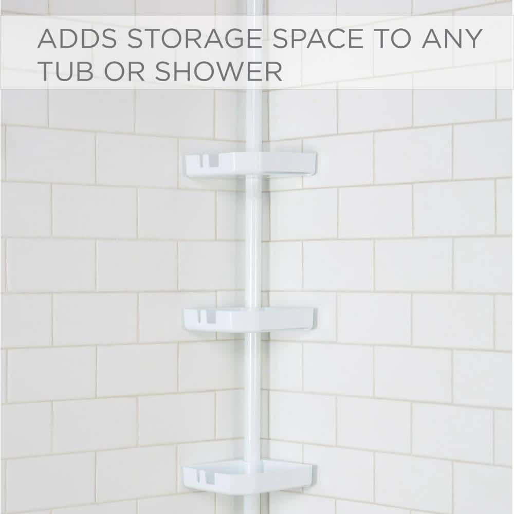 Dyiom 4 Shelf Tension Corner Shower Organizer Shower Caddy in White (2)