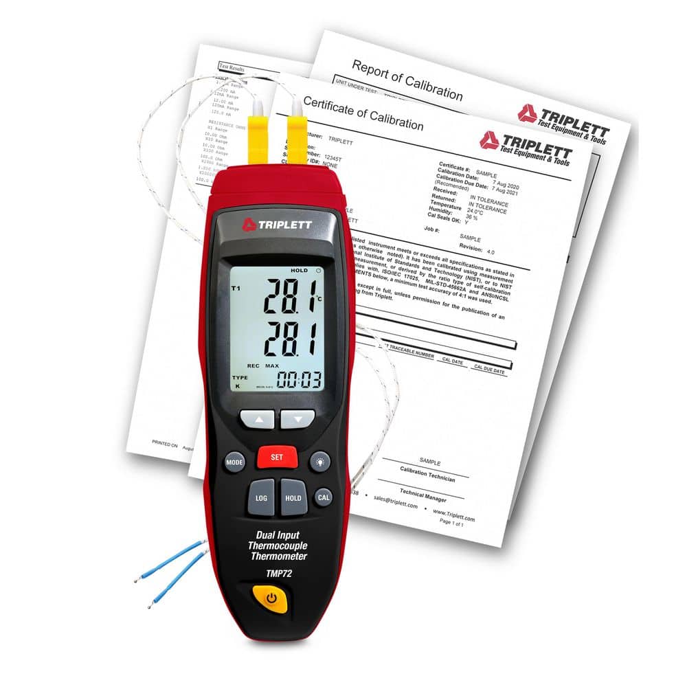 TRIPLETT Dual Input Thermocouple Thermometer with Certificate of Traceability to NIST