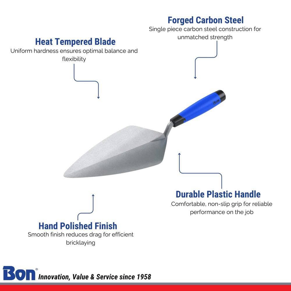 Bon Tool 11-1/2 in. Narrow London Forged Brick Trowel with Comfort Grip Handle (3)