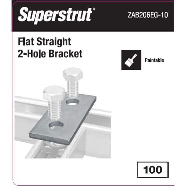 Superstrut 2-Hole Flat Straight Strut Fitting Bracket in Silver Galvanized (ZAB206EG-10) (2)