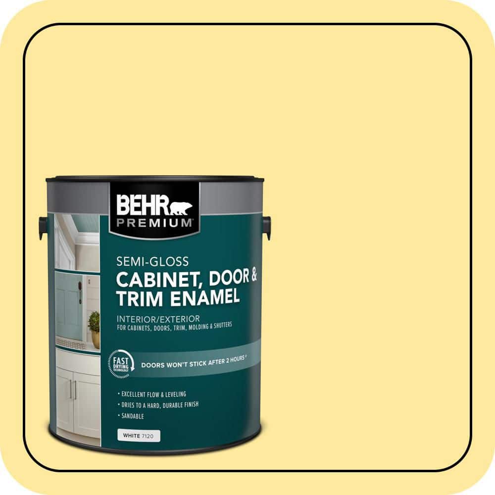 BEHR PREMIUM 1 gal. #P300-4 Rise and Shine Semi-Gloss Enamel Interior/Exterior Cabinet, Door & Trim Paint (1)