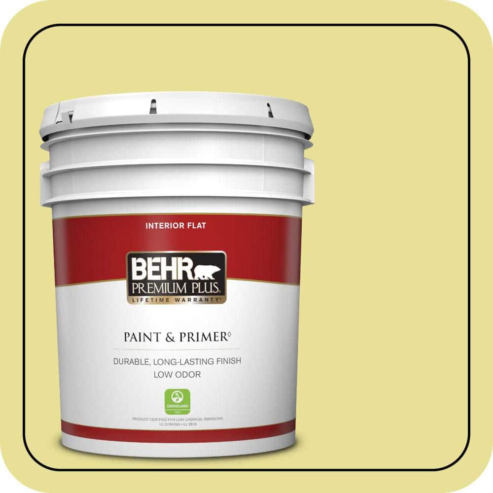 BEHR PREMIUM PLUS 5 gal. #P340-3 Reviving Green Flat Low Odor Interior Paint & Primer