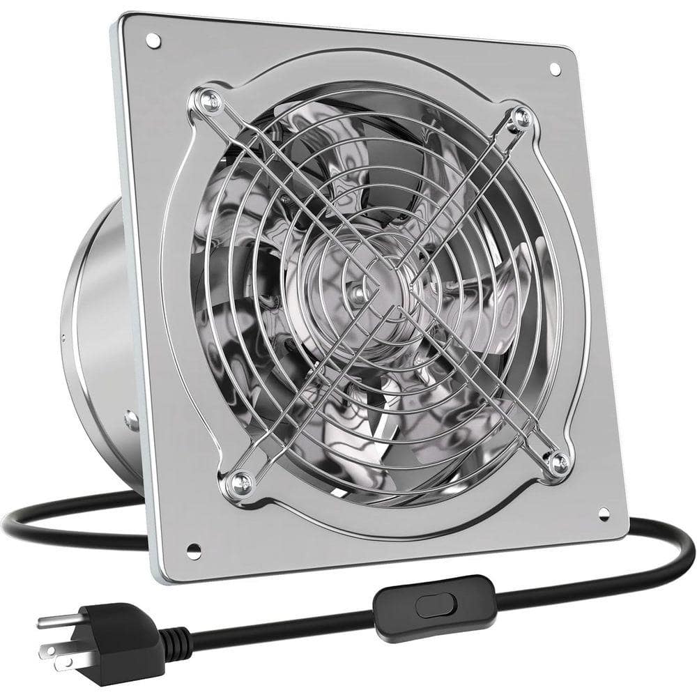 KIWDZFU 8 in. 576CFM 53. 5W Silver Galvanized Steel Electric Powered Exhaust Attic Fan, Ventilation Fan for Kitchen or Bathroom