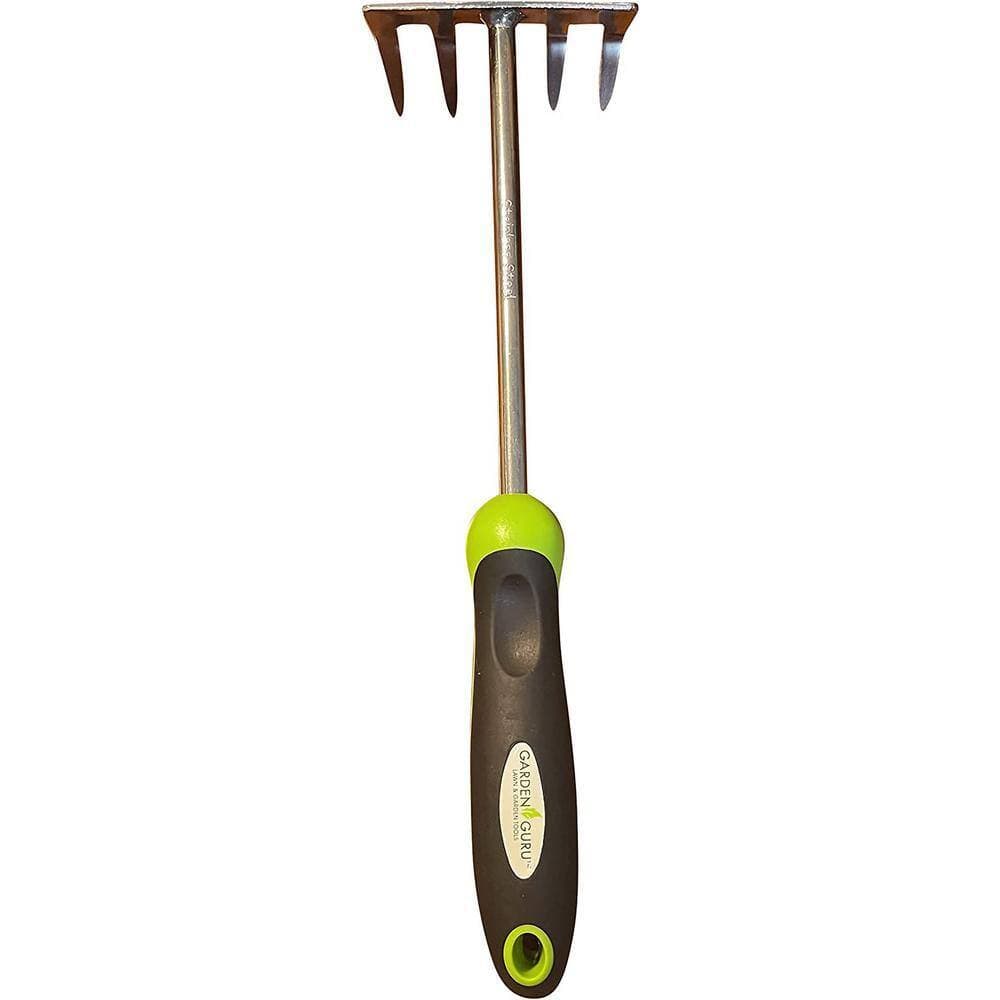 GARDEN GURU 13 in. Stainless Steel Hand Rake Cultivator Tiller Tool - Stainless Steel for Ultimate Strength (2)