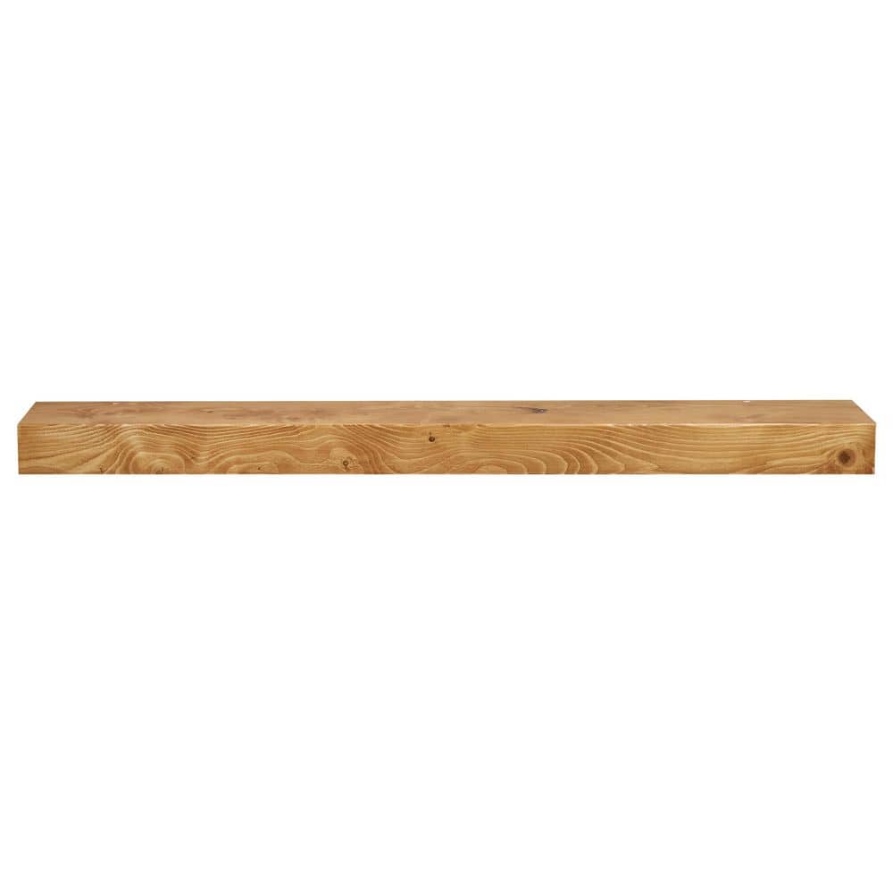 Dogberry Collections 60 in. Aged Oak Smooth Timber Floating Shelf-Versatile Wood Mantel and Wall Shelf