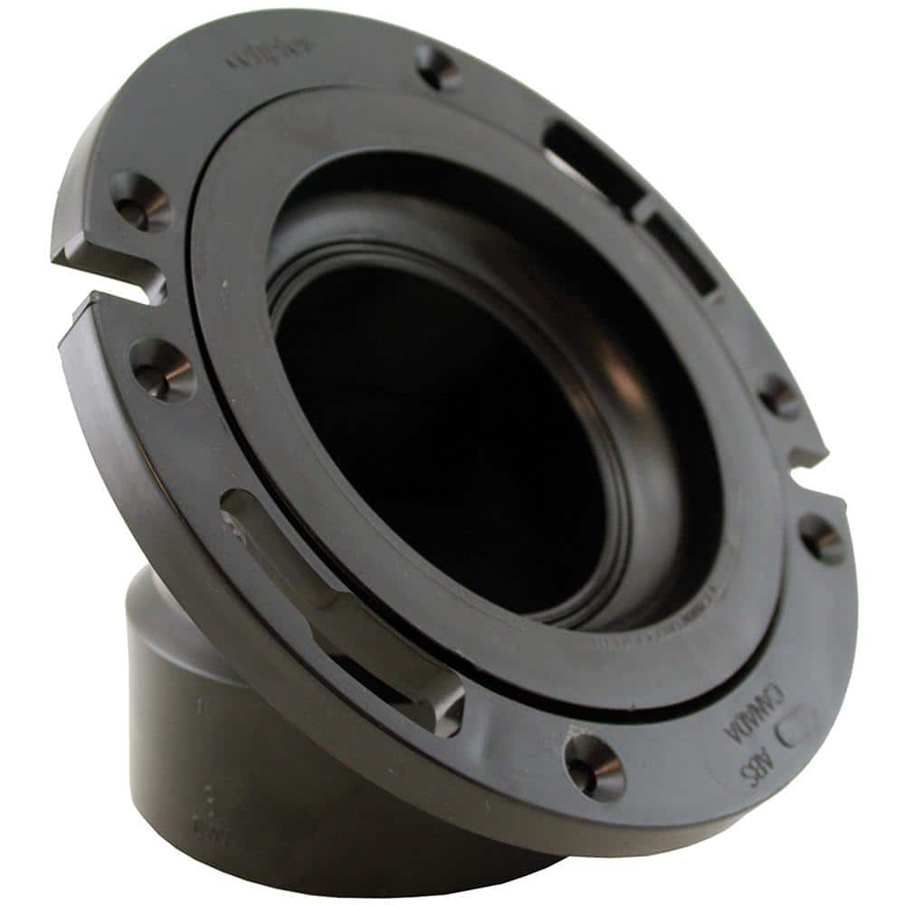 JONES STEPHENS 7 in. O.D. ABS 45-Degree Closet (Toilet) Flange with Plastic Swivel Ring, Fits Over 3 in. DWV Pipe with a 4 in. Sweep (1)