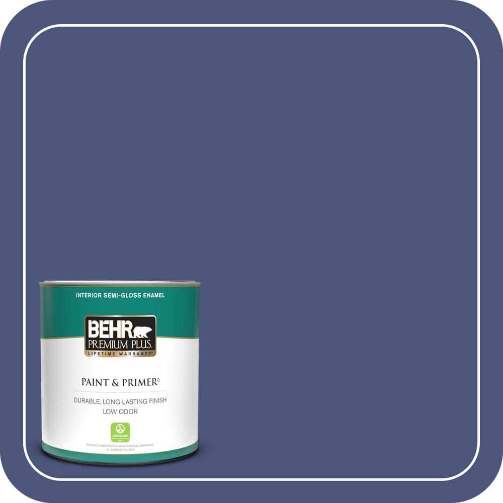 BEHR PREMIUM PLUS 1 qt. #620D-7 Deep Indigo Semi-Gloss Enamel Low Odor Interior Paint & Primer