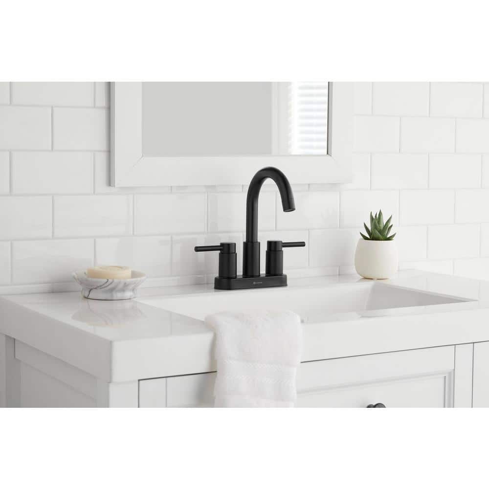 Glacier Bay Dorind 4 in. Centerset 2-Handle High-Arc Bathroom Faucet in Matte Black (3)