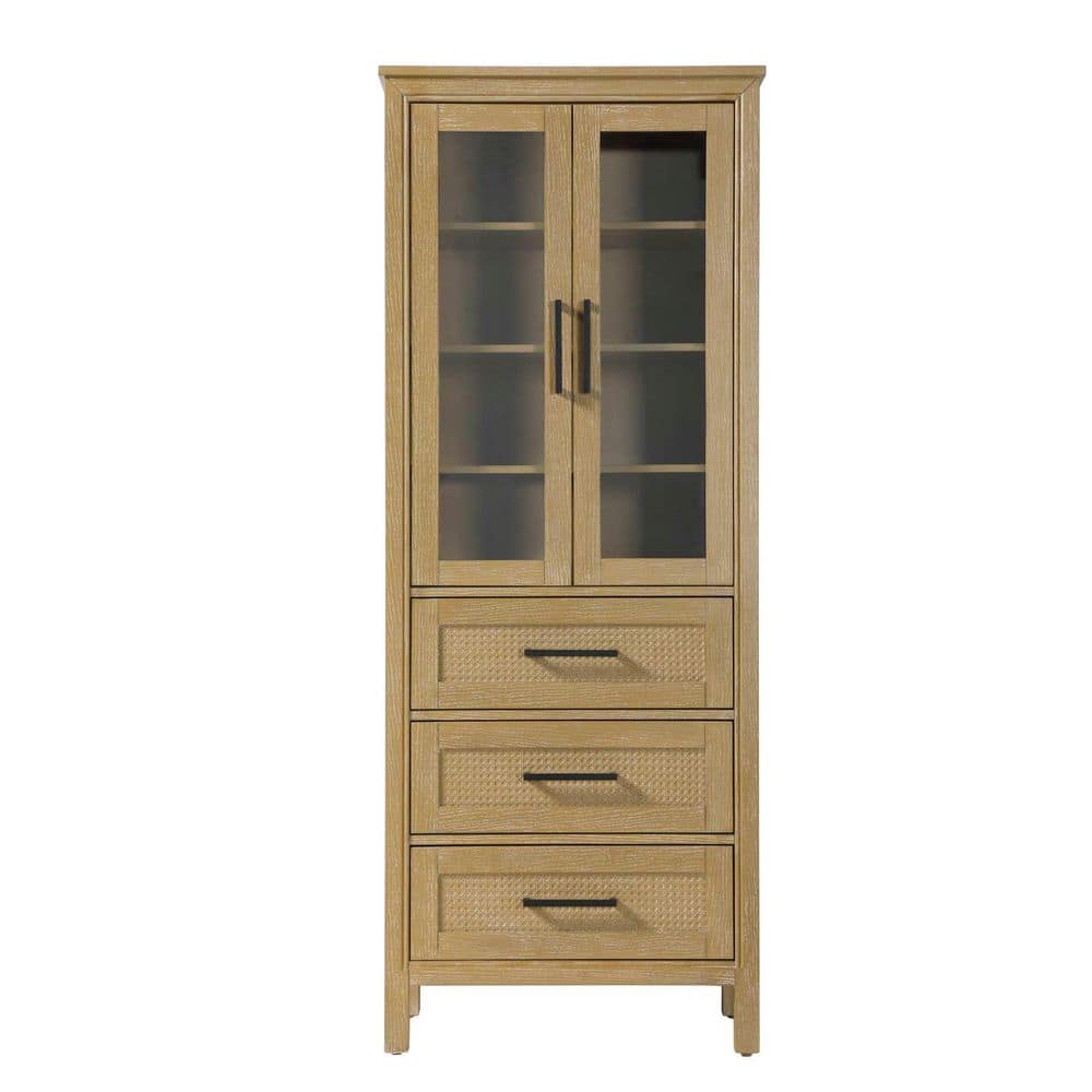 TIMELESS HOME 28 in. W x 18 in. D x 72 in. H Beige Freestanding Linen Cabinet (1)