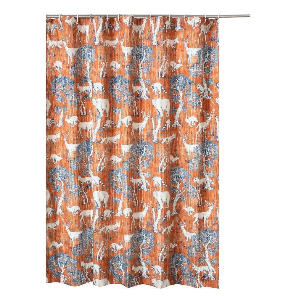 Barefoot Bungalow 72 in x 72 in Menagerie Saffron Shower Curtain (3)
