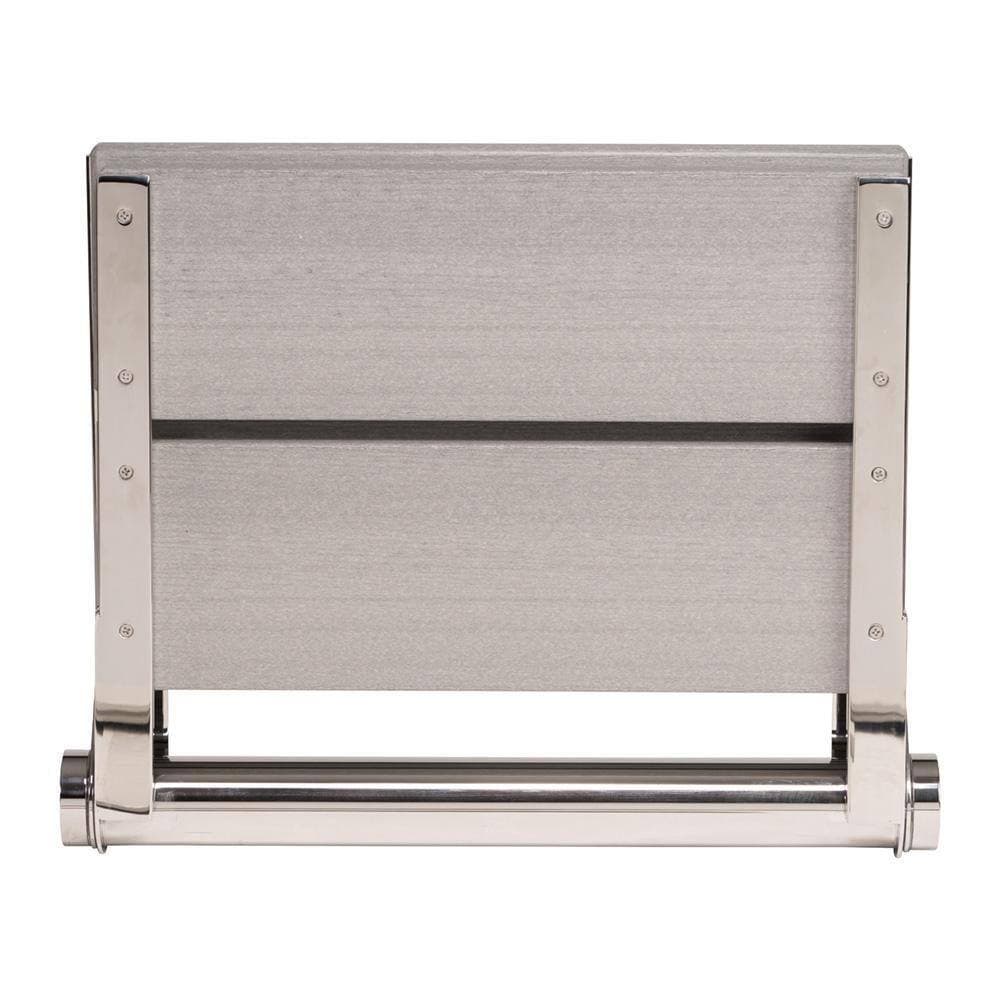 Grabcessories 18 in. Wall Mounted Fold Down Composite Shower Seat in Driftwood Gray Wood Grain Finish with a Chrome Frame (2)