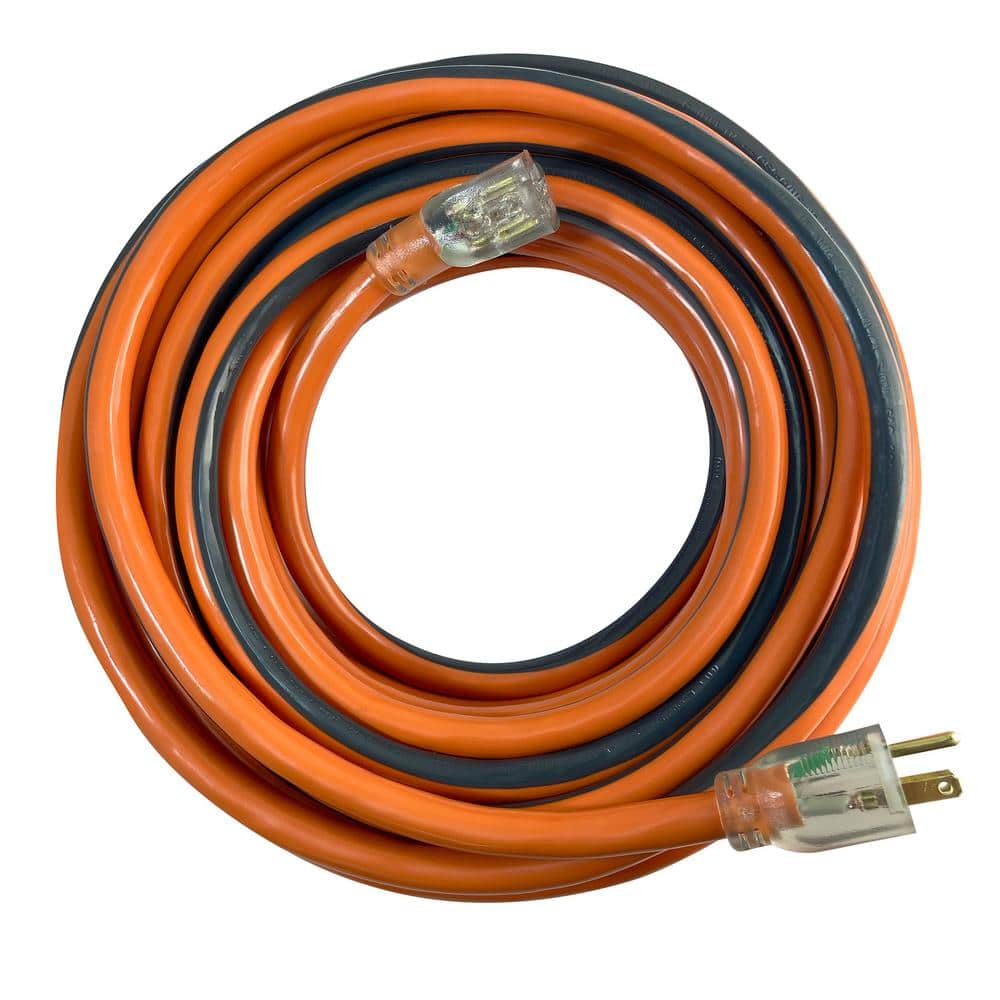 RIDGID 10/3 Heavy Duty Indoor/Outdoor SJTW Extension Cord with Lighted End, /Grey (3)