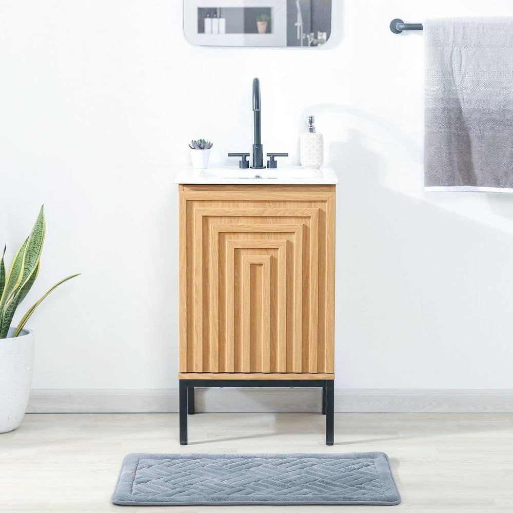 JONATHAN Y Rowan 30 in. W 18 in. D 33 in. H Geometric Modern Transitional 2-Shelf Bath Vanity Cabinet without Top