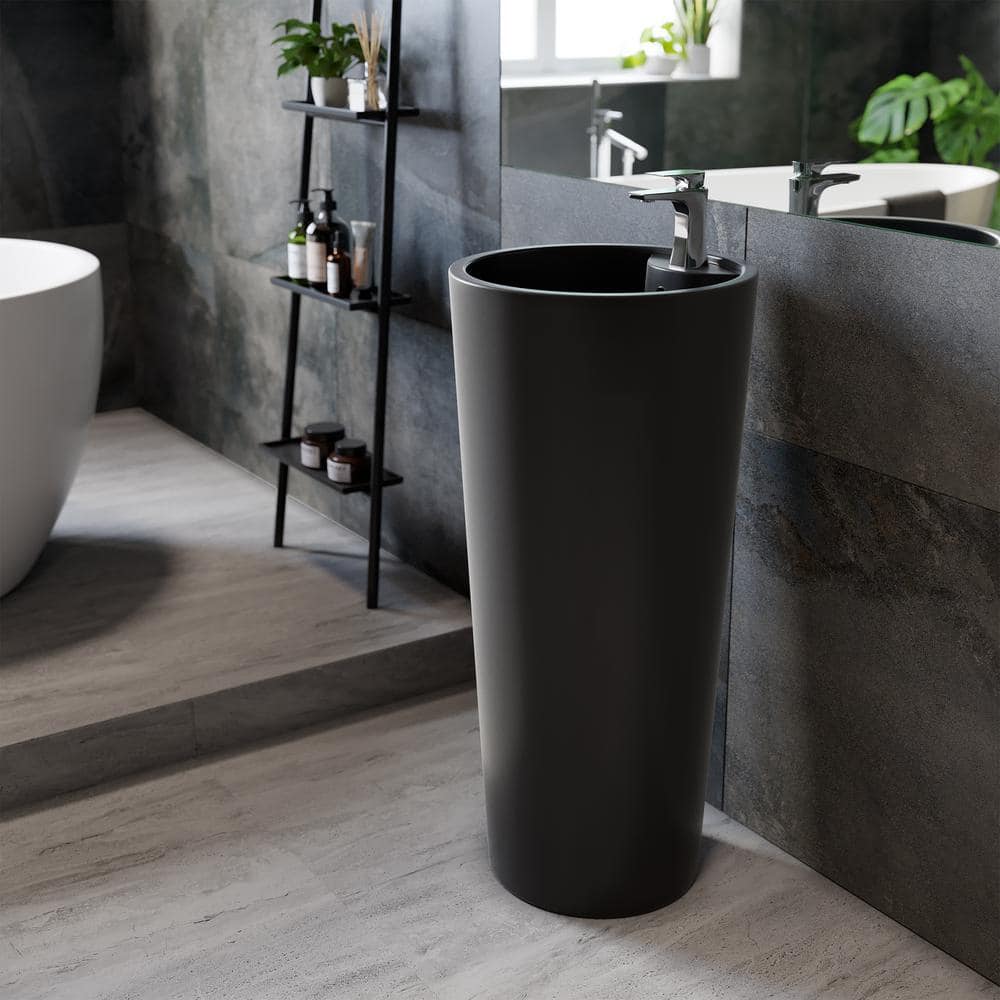 Swiss Madison Monaco 16 in. Circular Basin Pedestal Bathroom Sink in Matte Black (1)